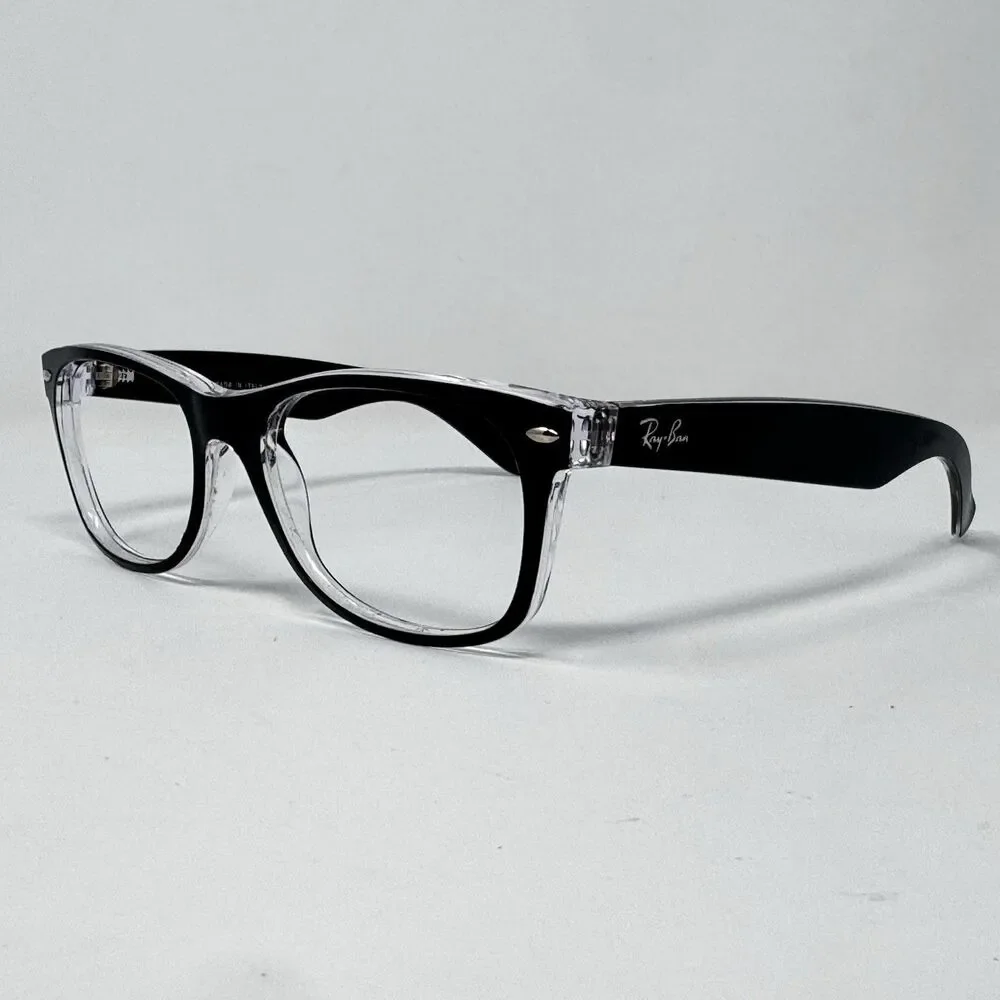 Ray-Ban RB2132 New Wayfarer 6052 Black Clear Sunglass Frames 55-18-145 Authentic